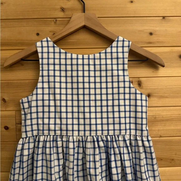 Vintage Kelly’s Kids Size 7 Blue White Gingham Strawberry Bee Tank Dress Summer - Picture 7 of 9